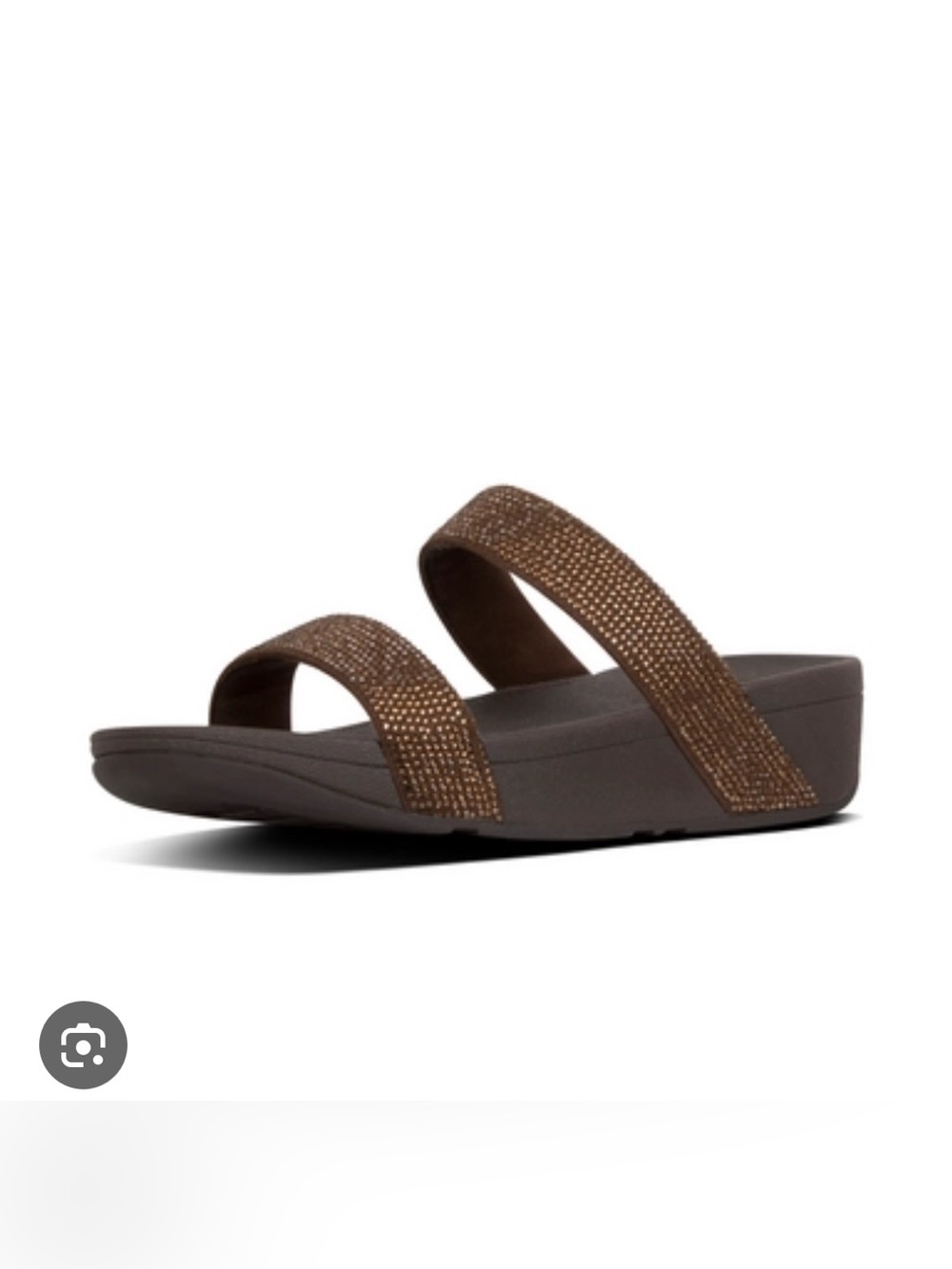 NEW Fitflop Brown Double-Strap Slide Sandals with rhinestone straps